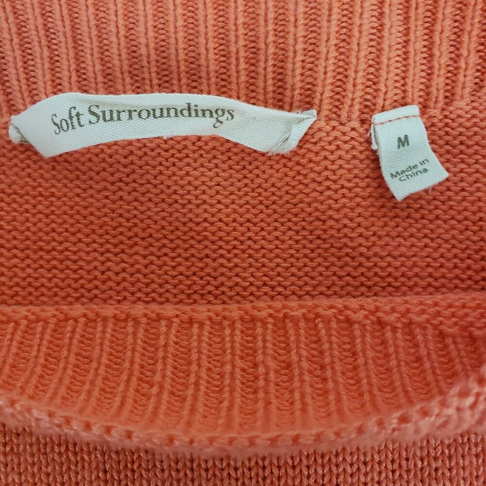 Soft Surroundings SIZE M Desiree Floral Eyelet Crochet Lace Orange Sweater Top - Picture 8 of 13